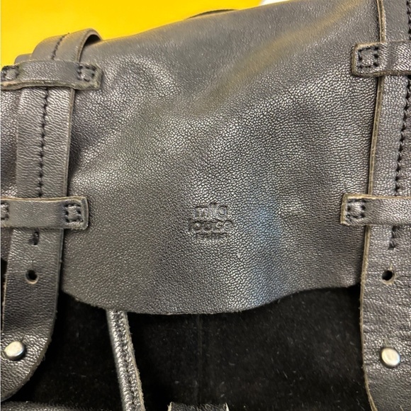 Mila Louise Paris Black Leather and Suede purse Backpack excellent condition main image 5